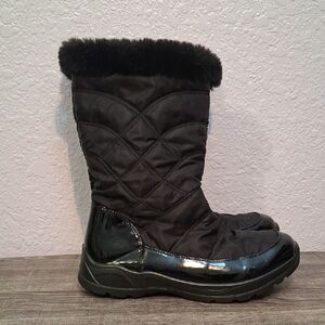 Women’s Black Quilted Faux-Fur Winter Boots